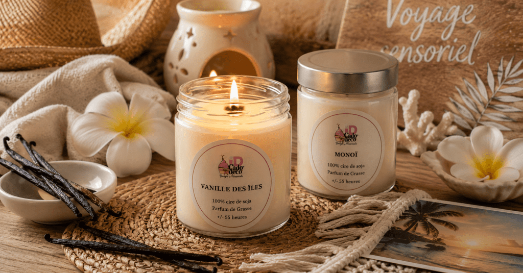 Voyage sensoriel à la maison avec des bougies vanille & monoï