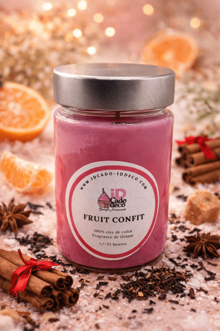 Bougie Fruit Confit artisanale – Cire végétale & parfum gourmand