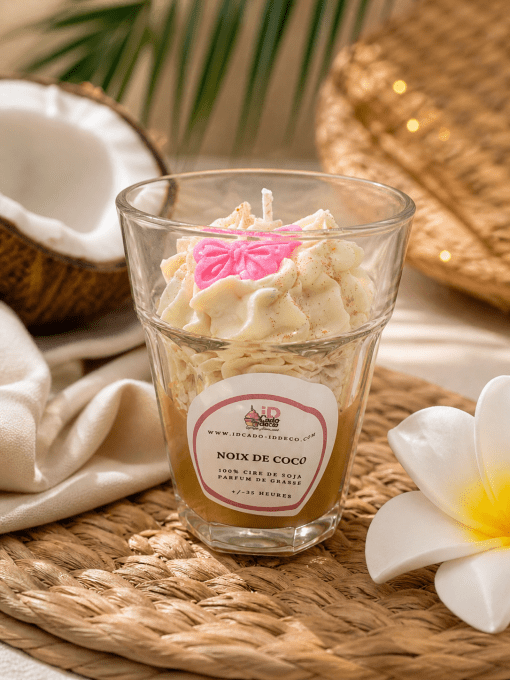 Bougie parfumée Noix de Coco artisanale – Cire de soja