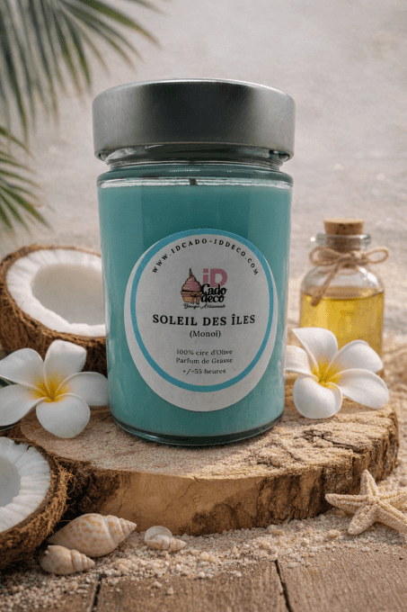 Bougie bonbonnière Monoï - ambiance tropicale